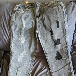 Men's two toned industrial ripped jeans